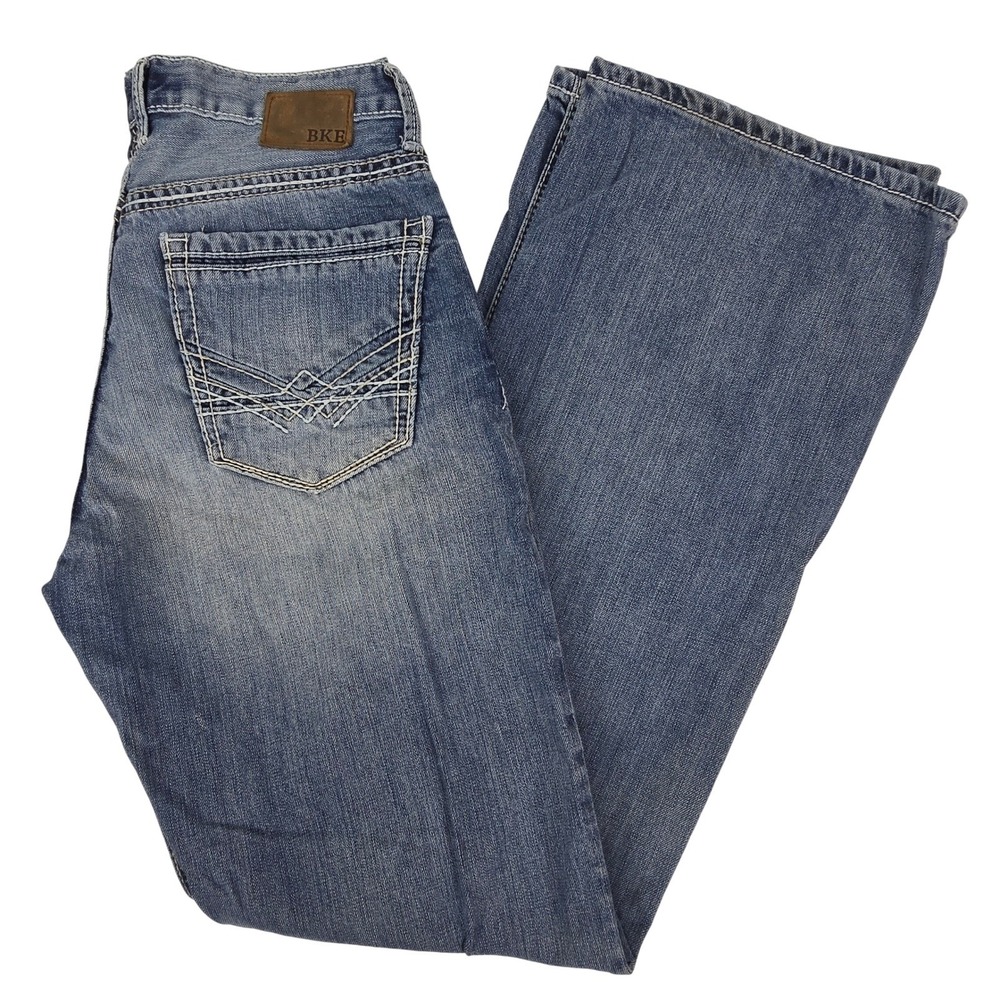 BKE Tyler Bootcut Jeans 32L Men's Size 32x34 Straight Leg‎ Medium Wash Denim